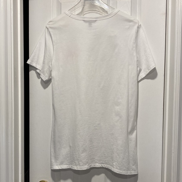 ๐ Host Pick!!! ๐ Banana Republic White Cotton T-Shirt W/3 Orange Hearts Sz M - Picture 4 of 5